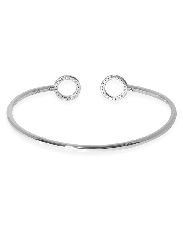 Rubans 925 Silver Rhodium Plated Zirconia Studded Open Bracelet Bangles & Bracelets