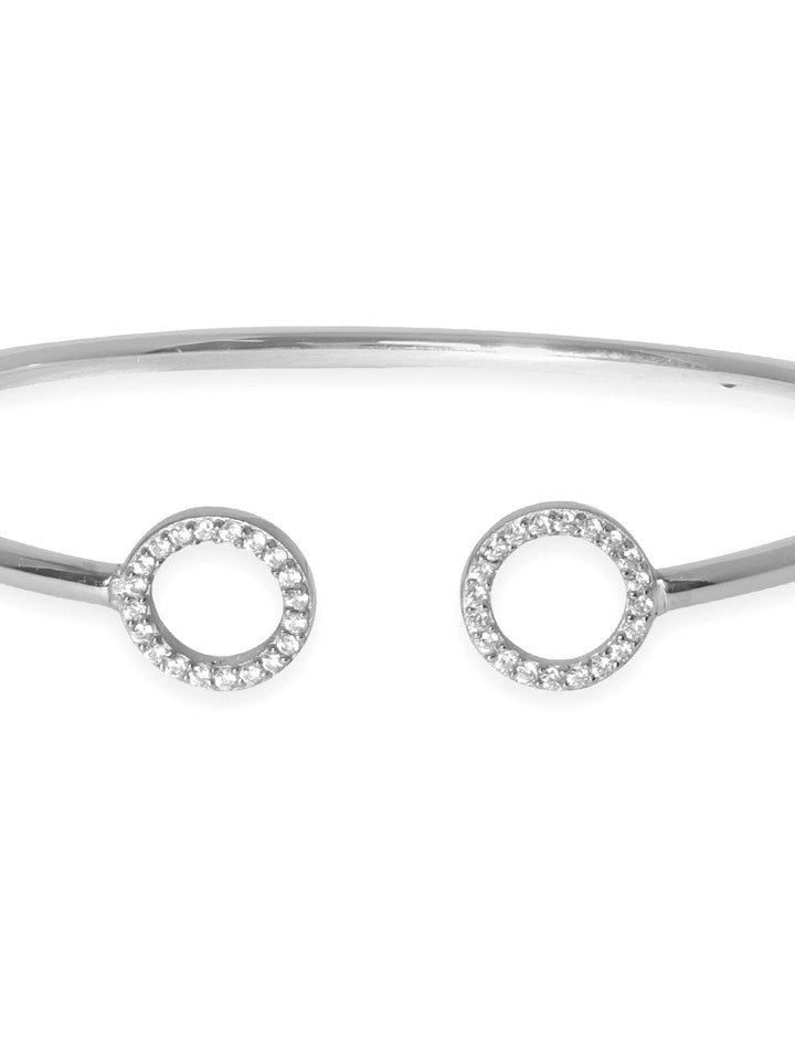 Rubans 925 Silver Rhodium Plated Zirconia Studded Open Bracelet Bangles & Bracelets