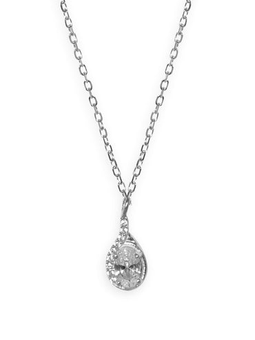 Rubans 925 Silver Rhodium plated zirconia studded pendant drop necklace. Necklaces, Necklace Sets, Chains & Mangalsutra