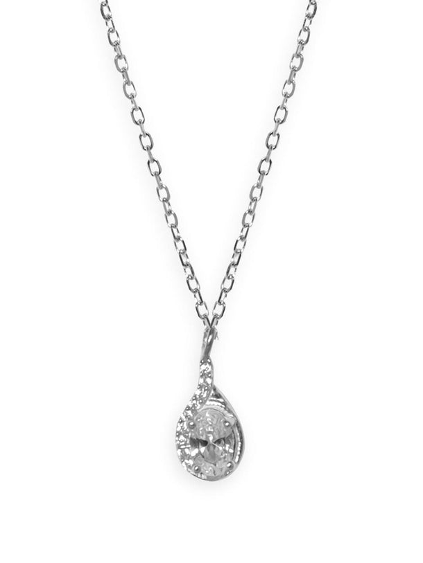Rubans 925 Silver Rhodium plated zirconia studded pendant drop necklace. Necklaces, Necklace Sets, Chains & Mangalsutra