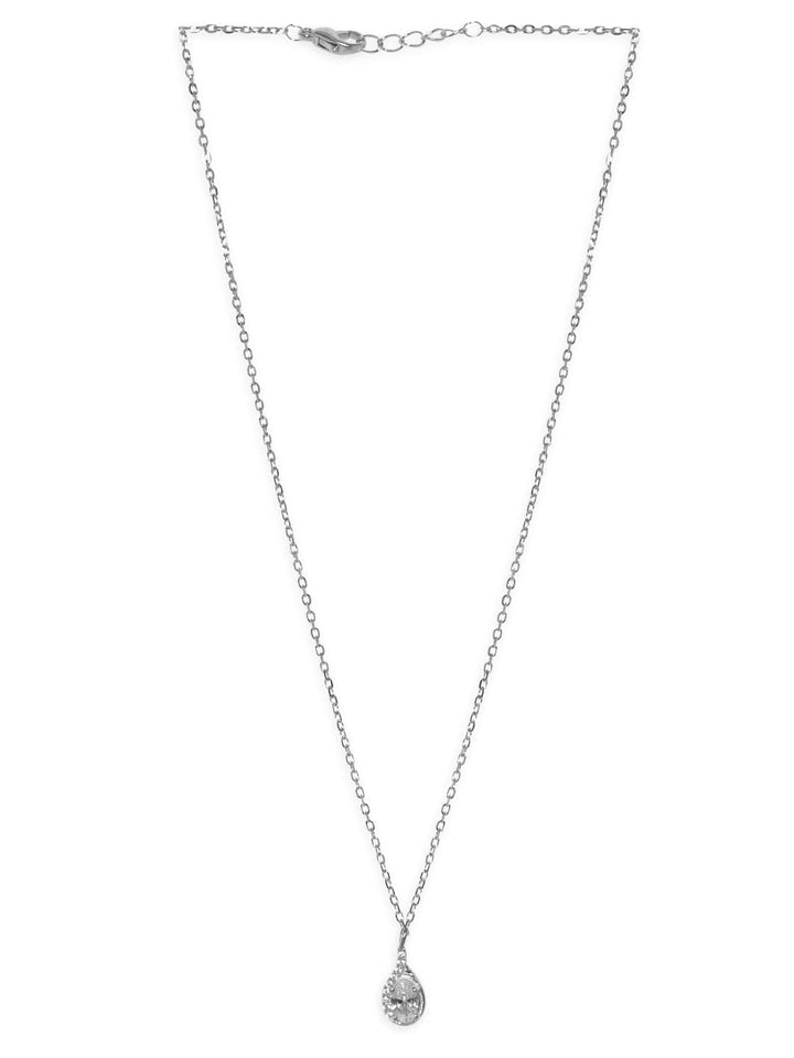 Rubans 925 Silver Rhodium plated zirconia studded pendant drop necklace. Necklaces, Necklace Sets, Chains & Mangalsutra