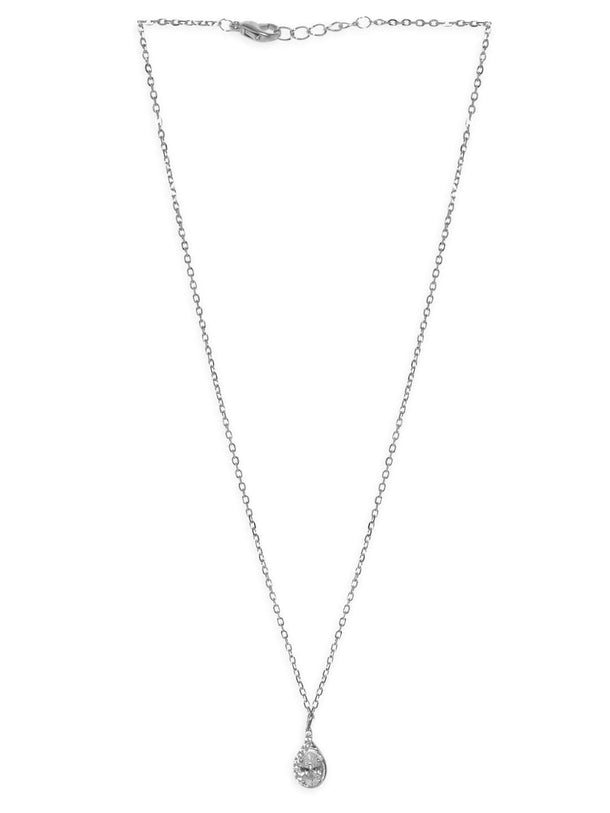Rubans 925 Silver Rhodium plated zirconia studded pendant drop necklace. Necklaces, Necklace Sets, Chains & Mangalsutra