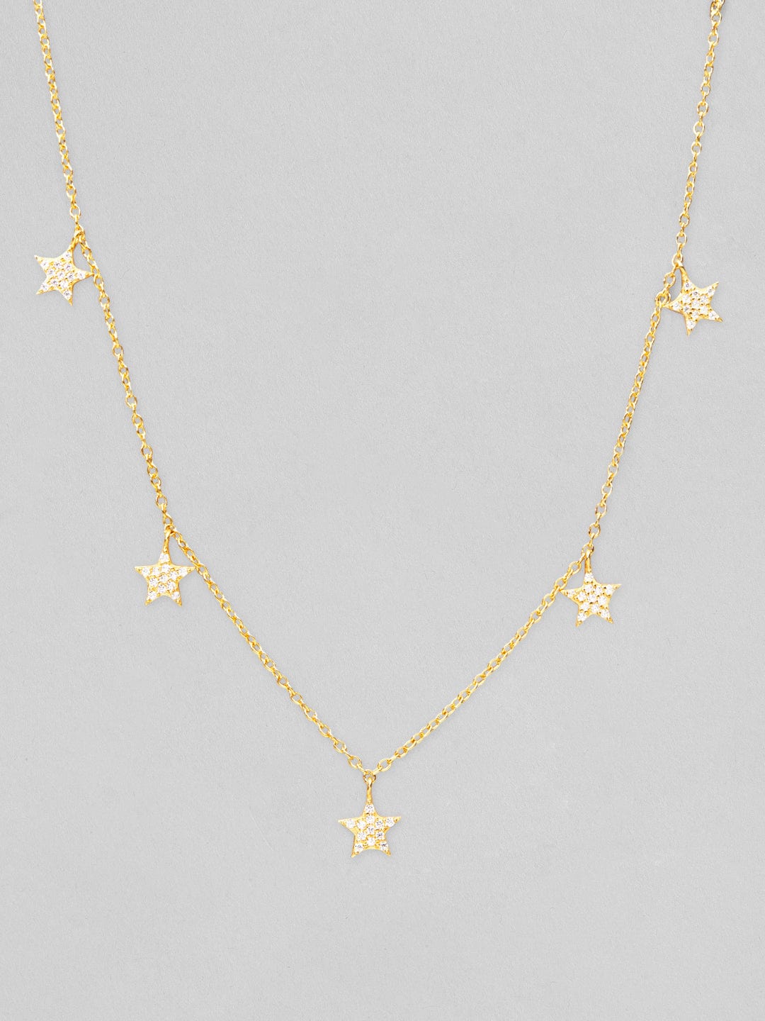 Shop Rubans 925 Silver Shine As A Star Chain Style Necklace.- Gold Plated Online at Rubans