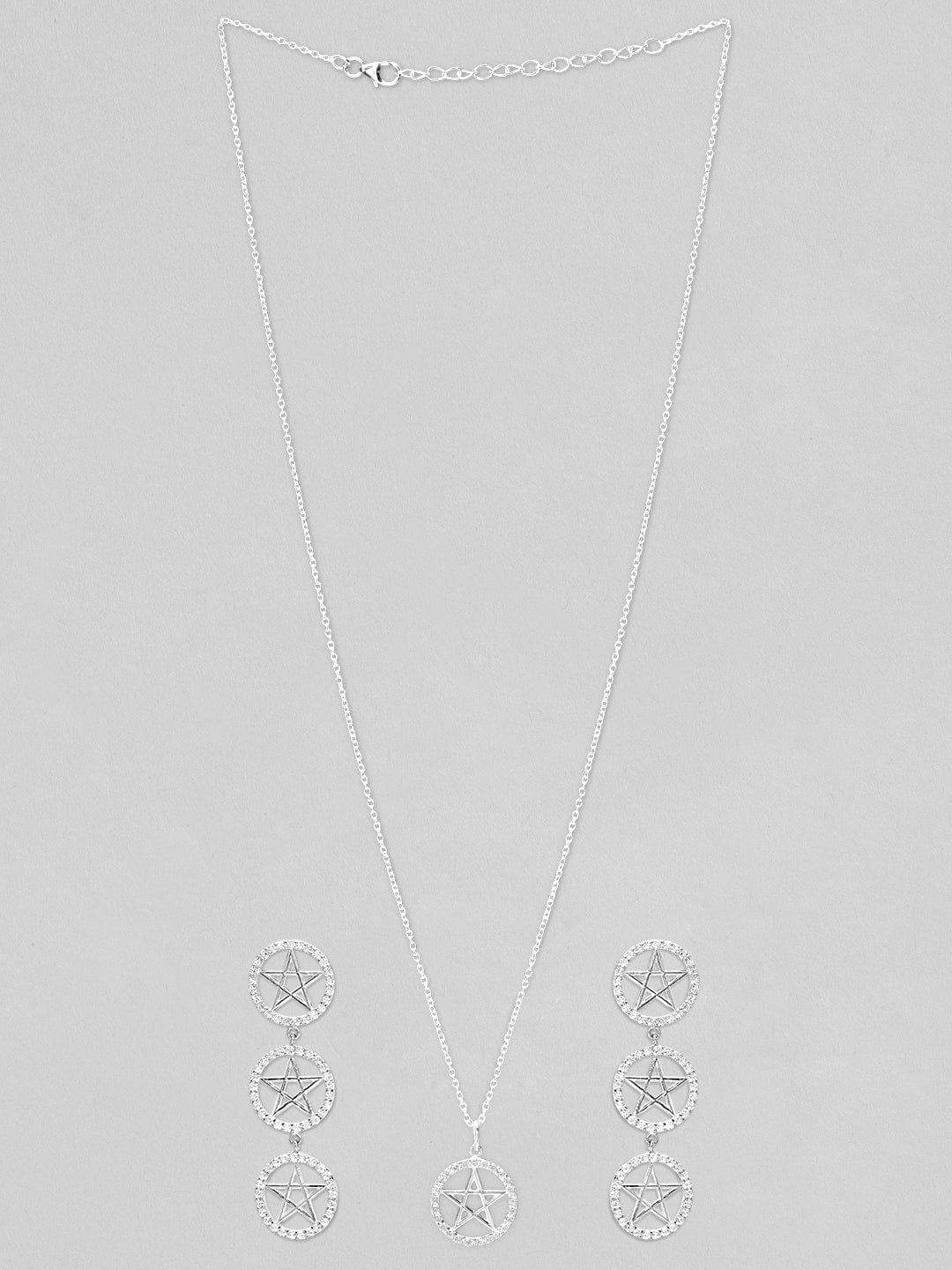 Rubans 925 Silver Shine As A Star Pendant Necklace Set. Necklace Set
