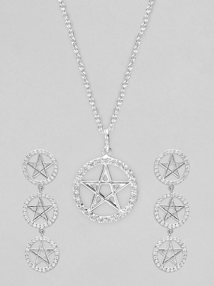 Rubans 925 Silver Shine As A Star Pendant Necklace Set. Necklace Set
