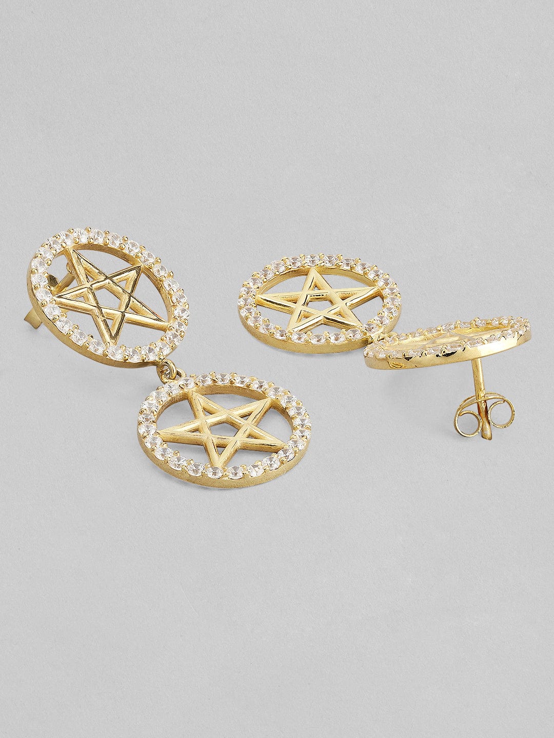 Rubans 925 Silver Sparkle Like A Star Drop Earrings - Gold Plated Earrings