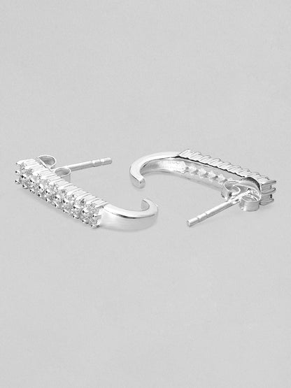 Shop Rubans 925 Silver Modern Minimal Ring Hoop Earrings. Online