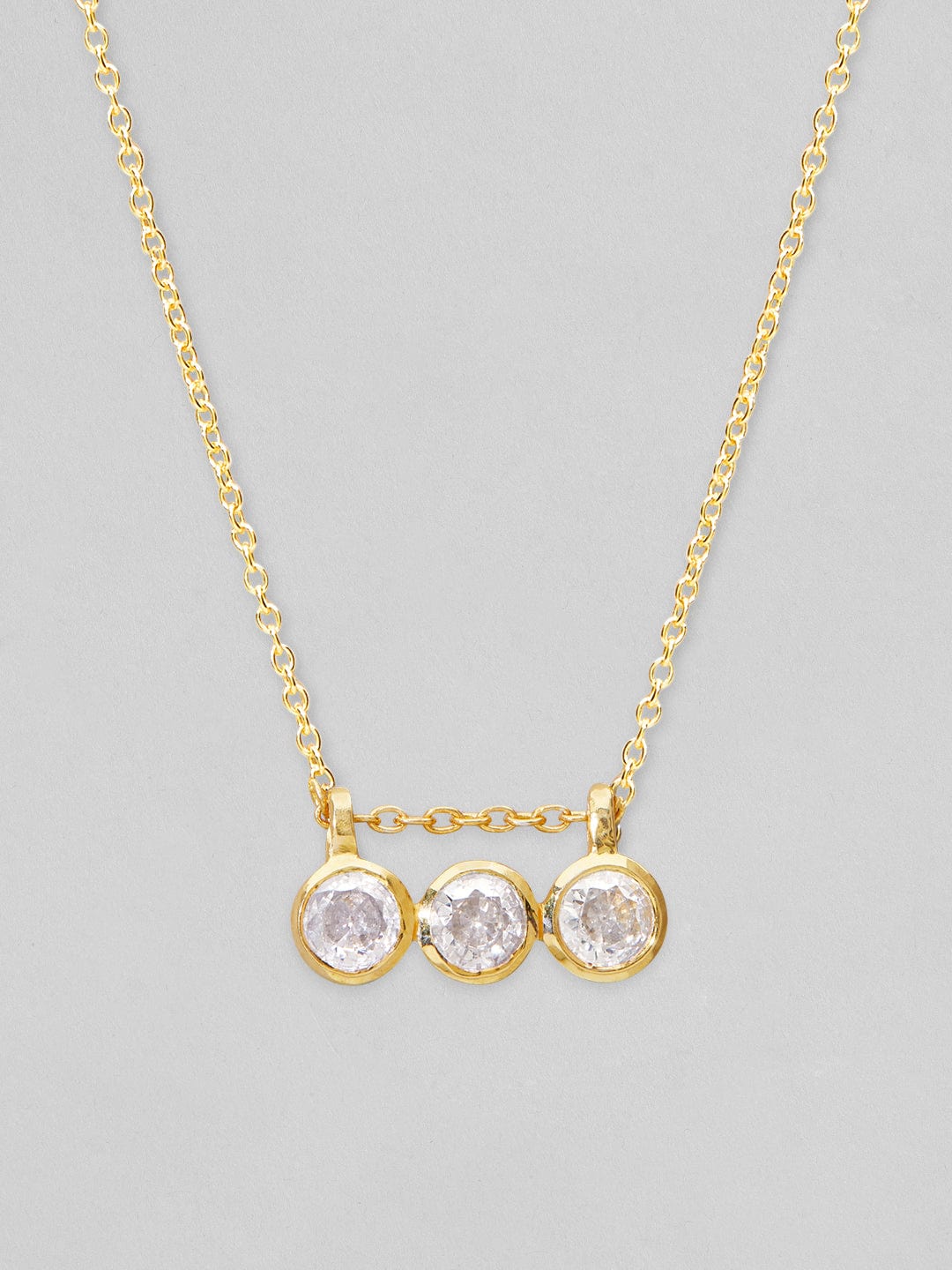 Rubans 925 Silver The Classic Dazling  Zirconia Pendant Necklace. - Gold Plated Chain & Necklaces