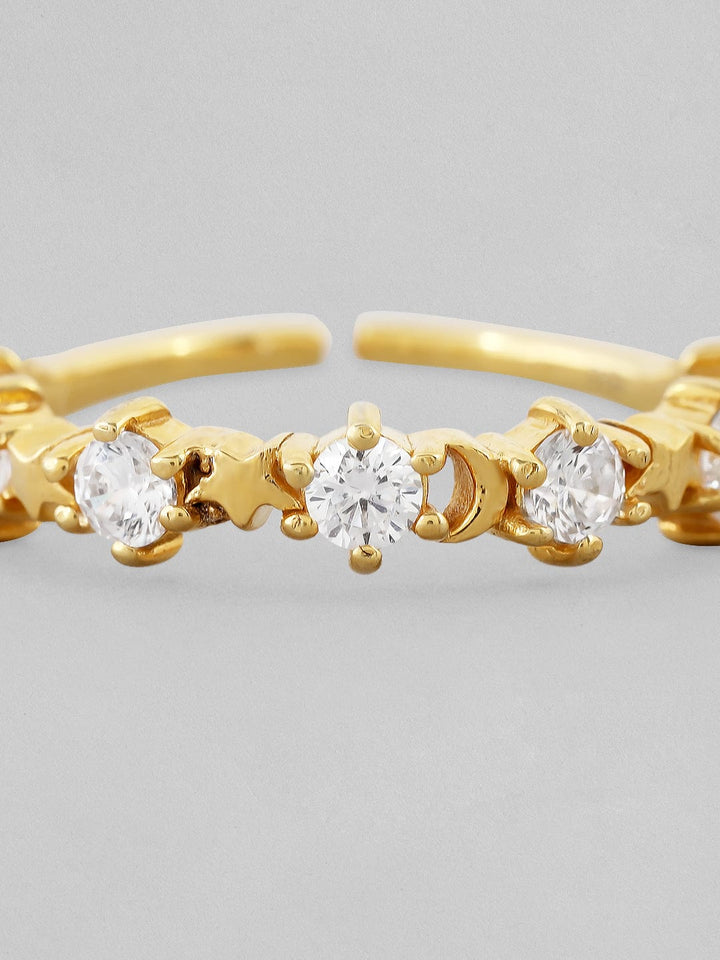 Rubans 925 Silver The Delightful Zirconia Gold Plated Ring Rings