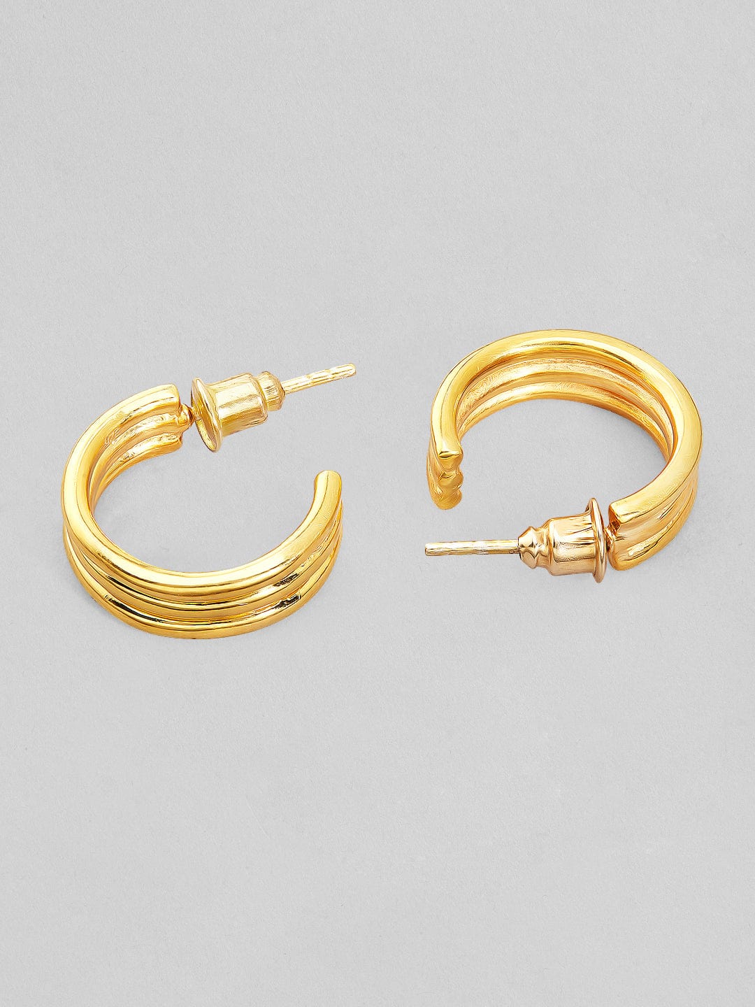 Rubans 925 Silver The Offset Classic Hoop Earrings.- Gold Plated Earrings