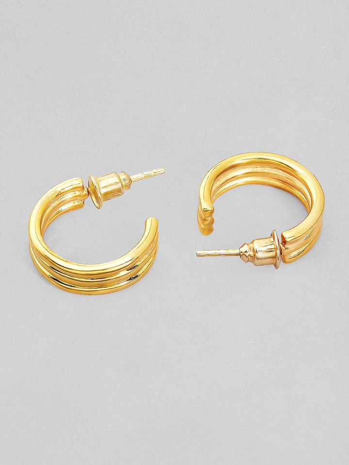 Rubans 925 Silver The Offset Classic Hoop Earrings.- Gold Plated Earrings
