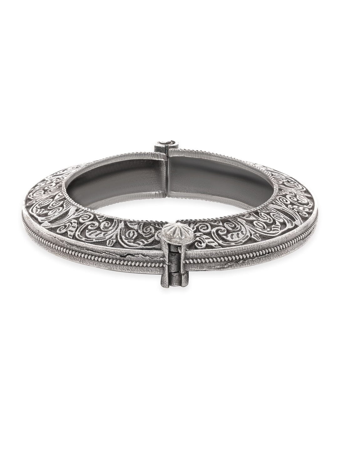 Rubans Antique Elegance Oxidized Silver Plated Kada Bracelet Bangles & Bracelets