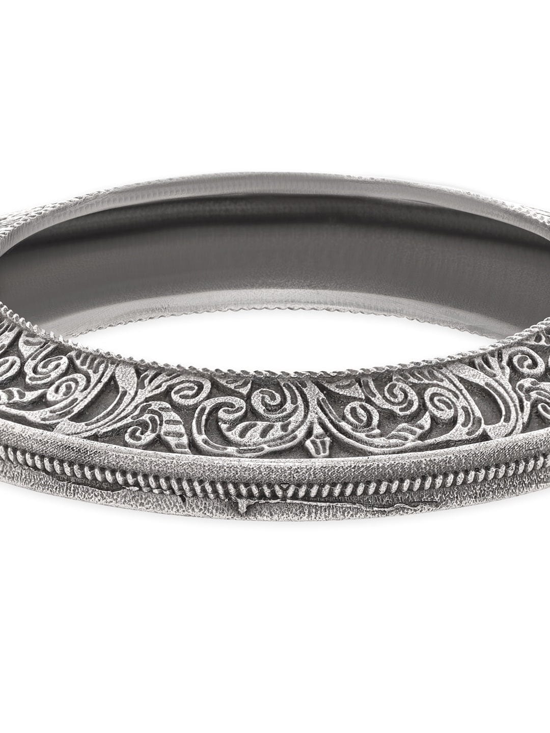 Rubans Antique Elegance Oxidized Silver Plated Kada Bracelet Bangles & Bracelets