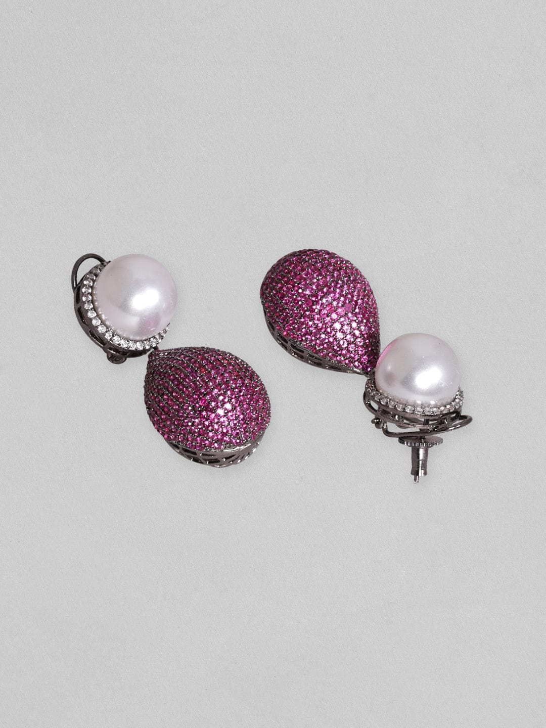 Pearl & Amethyst Earrings in 14k White Gold | QP Jewellers
