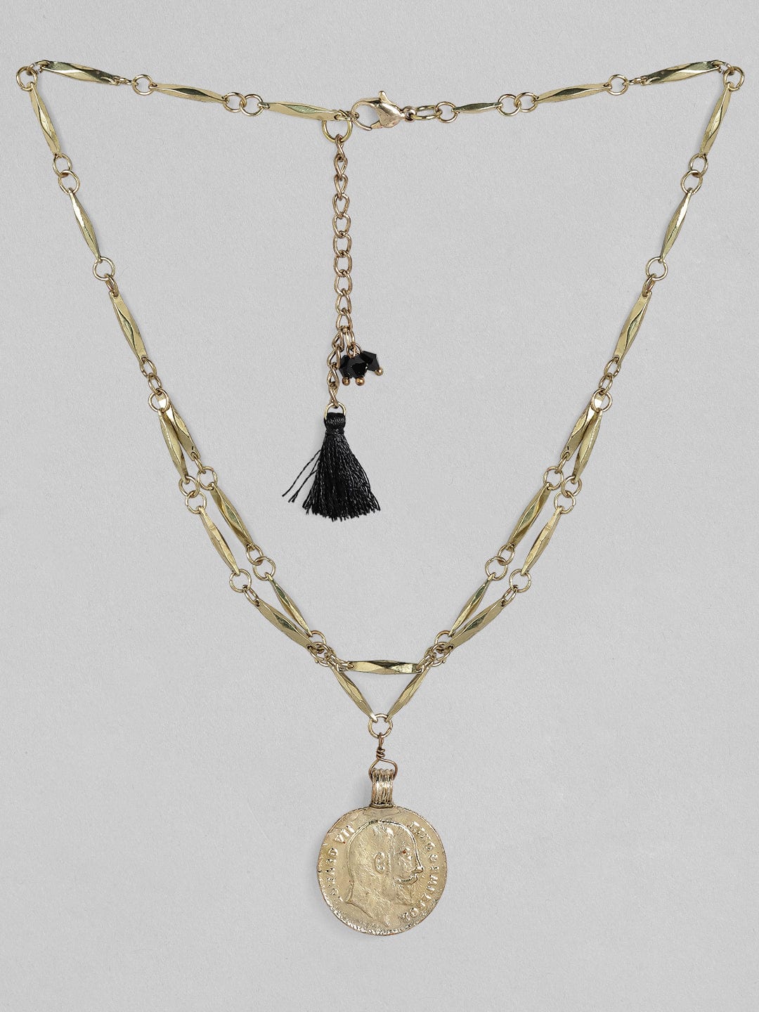 Vintage Silver Tone & Black Necklace Layered Necklace BOHO, Signed NY | eBay