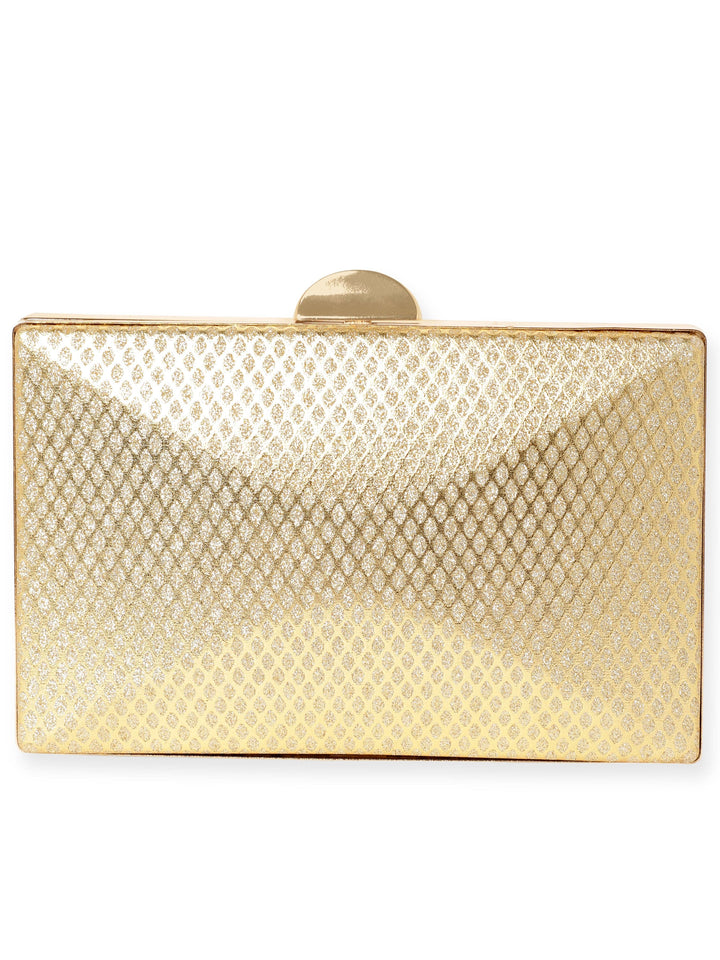 Rubans Artisan Elegance Handcrafted Gold Shimmery Clutch Bag Handbag, Wallet Accessories & Clutches