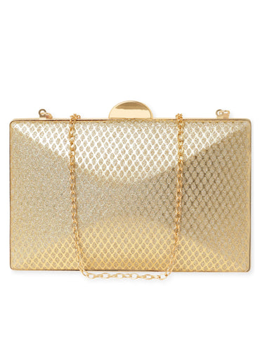 Rubans Artisan Elegance Handcrafted Gold Shimmery Clutch Bag Handbag, Wallet Accessories & Clutches
