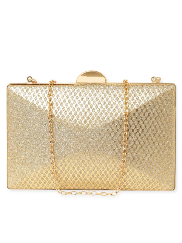 Rubans Artisan Elegance Handcrafted Gold Shimmery Clutch Bag Handbag, Wallet Accessories & Clutches