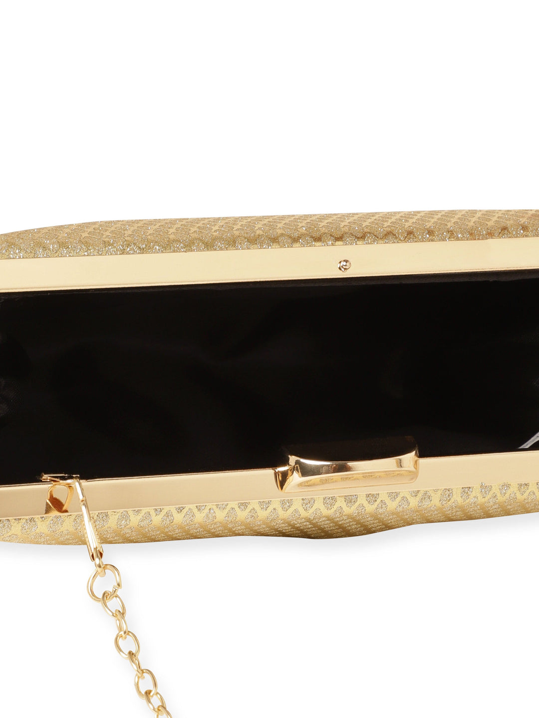 Rubans Artisan Elegance Handcrafted Gold Shimmery Clutch Bag Handbag, Wallet Accessories & Clutches