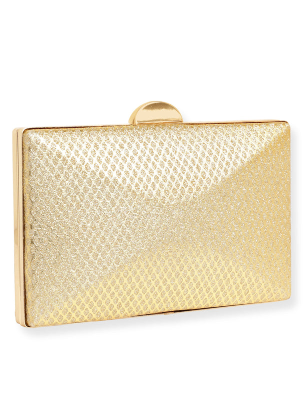 Rubans Artisan Elegance Handcrafted Gold Shimmery Clutch Bag Handbag, Wallet Accessories & Clutches