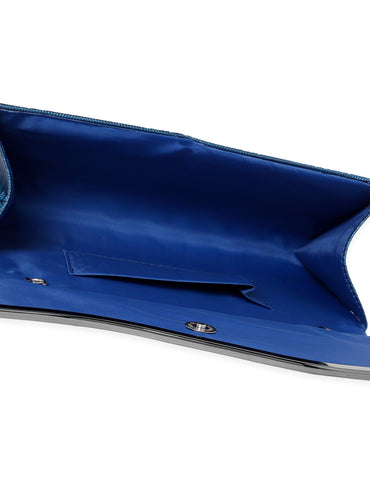 Rubans Artisanal Charm Handcrafted Blue Clutch Bag Handbag, Wallet Accessories & Clutches