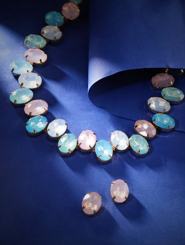 Rubans Azure Frontier Magic Multicolored Blue Stone Western Necklace Set