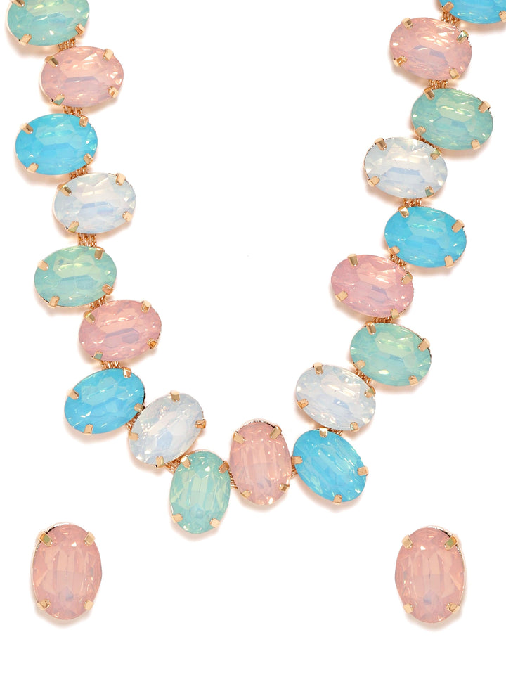 Rubans Azure Frontier Magic Multicolored Blue Stone Western Necklace Set