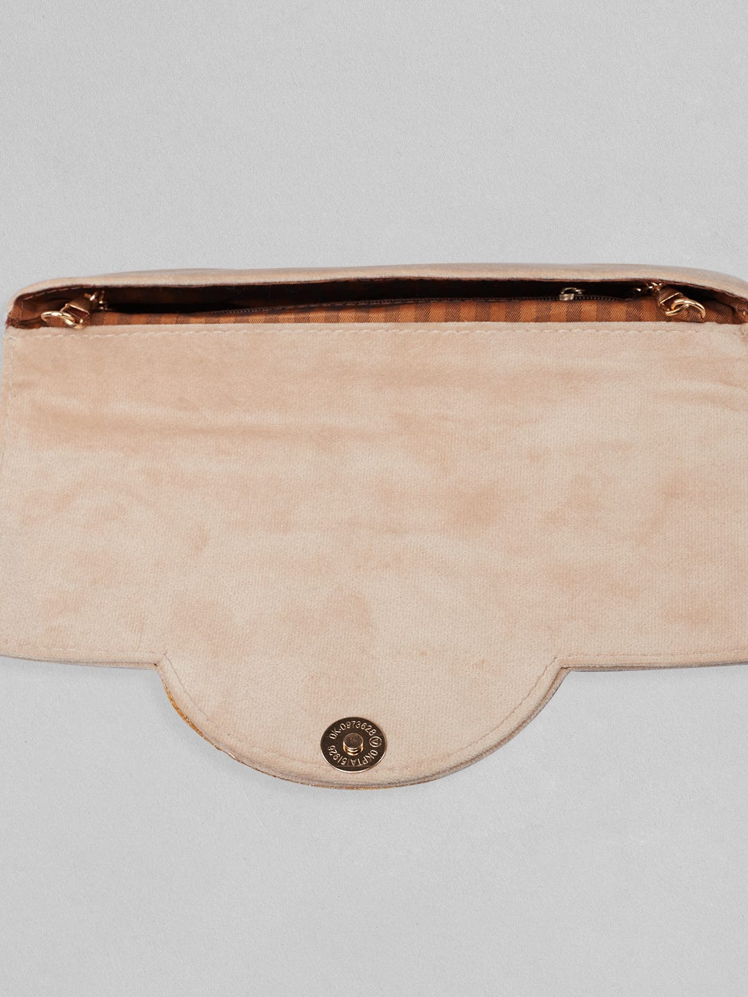 Rubans Beige Colour Clutch Bag With Design Of Studded Stones And Pearls. Handbag & Wallet Accessories