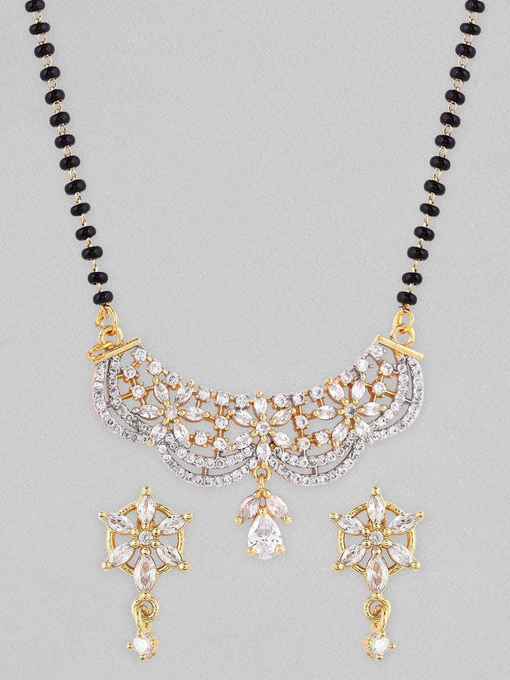 Rubans Black Gold-Plated Beaded CZ-Studded Mangalsutra Set Mangalsutra