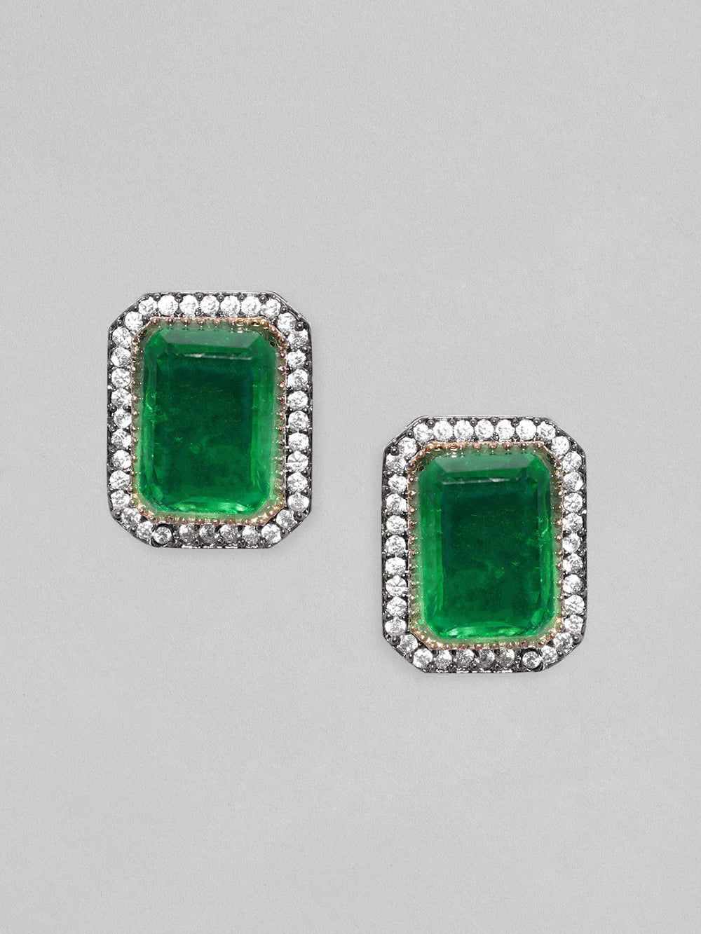 Rubans Black Gold Plated Emerald Doublet Stud Earrings Earrings