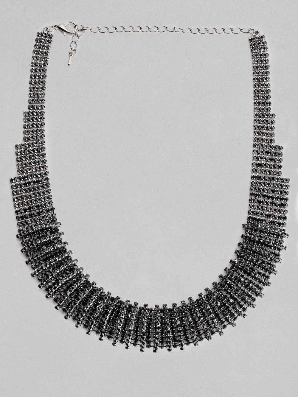 Rubans Black Metal Handcrafted Rhinestone Choker Chain & Necklaces