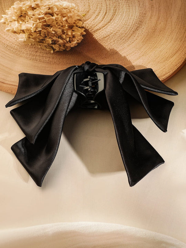 Rubans Black Satin Layered Bow Hair Clip â€“ Elegant & Stylish Statement Hair Accessory Hair Accessory