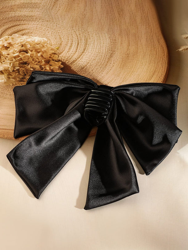 Rubans Black Satin Layered Bow Hair Clip â€“ Elegant & Stylish Statement Hair Accessory Hair Accessory