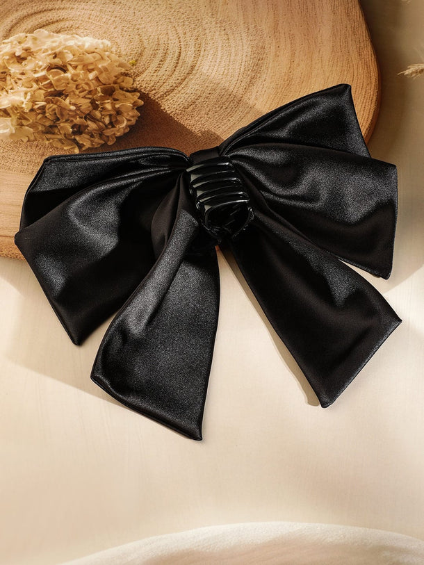 Rubans Black Satin Layered Bow Hair Clip â€“ Elegant & Stylish Statement Hair Accessory Hair Accessory