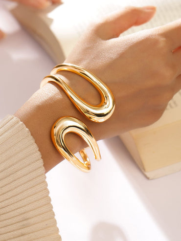 Rubans Bold 18K Gold-Plated Open Cuff Bangles â€“ Contemporary Minimalist Design Wristwear