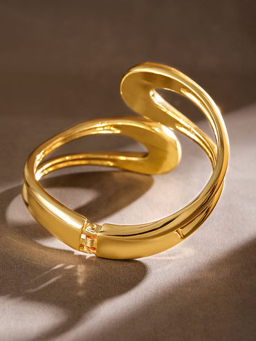 Rubans Bold 18K Gold-Plated Open Cuff Bangles â€“ Contemporary Minimalist Design Wristwear