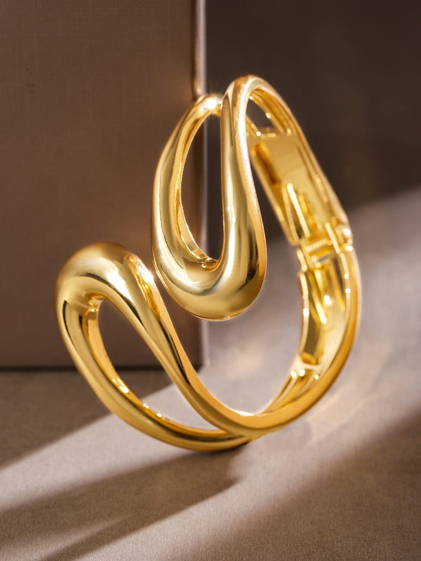 Rubans Bold 18K Gold-Plated Open Cuff Bangles â€“ Contemporary Minimalist Design Wristwear