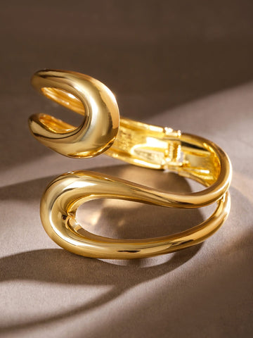 Rubans Bold 18K Gold-Plated Open Cuff Bangles â€“ Contemporary Minimalist Design Wristwear