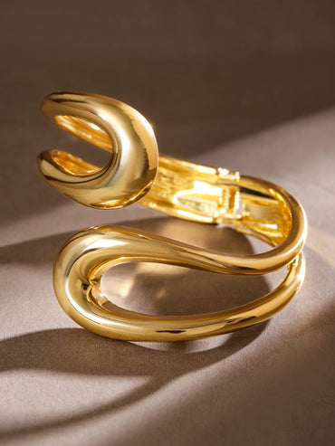 Rubans Bold 18K Gold-Plated Open Cuff Bangles â€“ Contemporary Minimalist Design Wristwear