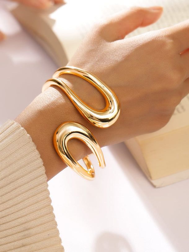 Rubans Bold 18K Gold-Plated Open Cuff Bangles â€“ Contemporary Minimalist Design Bangles & Bracelet