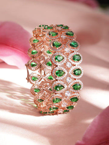 Rubans Brass Emerald Rose Gold-Plated Bangle-Style Bracelet Bracelet