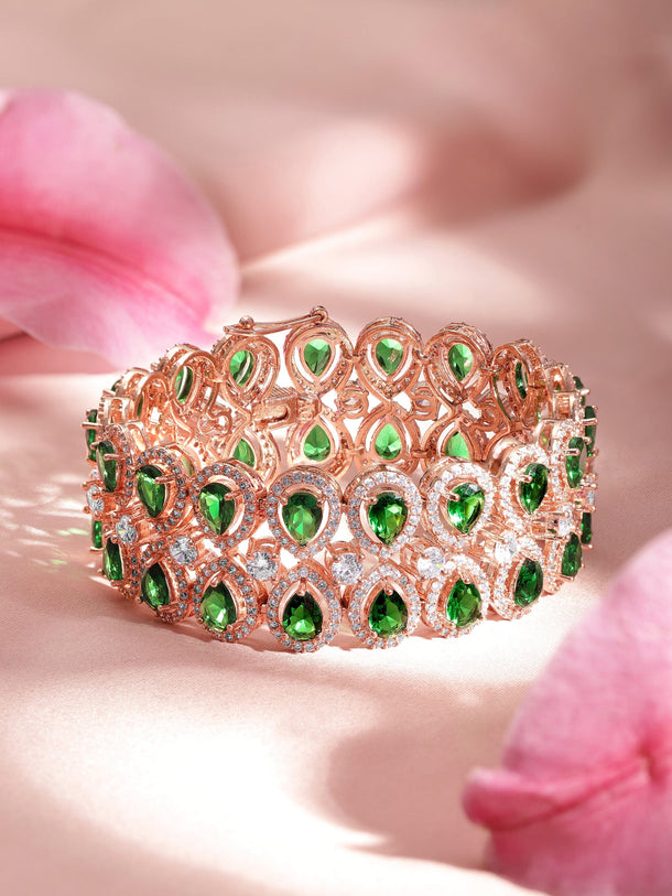 Rubans Brass Emerald Rose Gold-Plated Bangle-Style Bracelet Bracelet