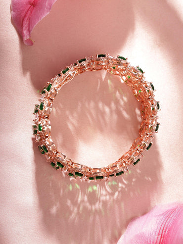 Rubans Brass Emerald Rose Gold-Plated Bangle-Style Bracelet Bracelet