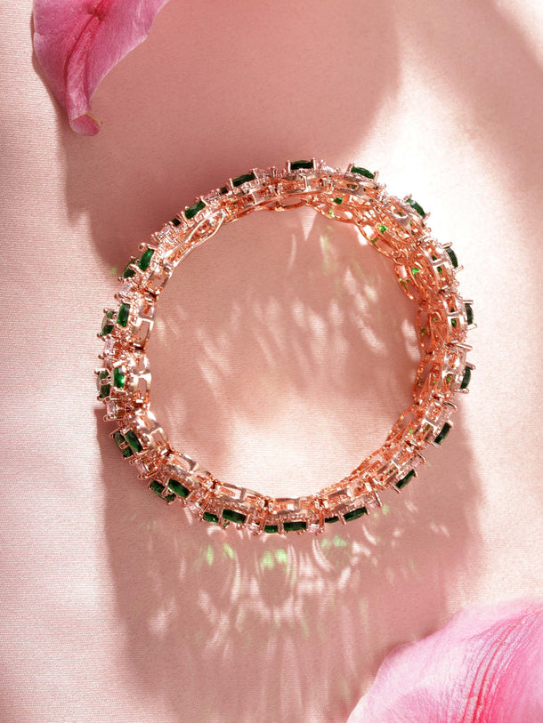Rubans Brass Emerald Rose Gold-Plated Bangle-Style Bracelet Bracelet