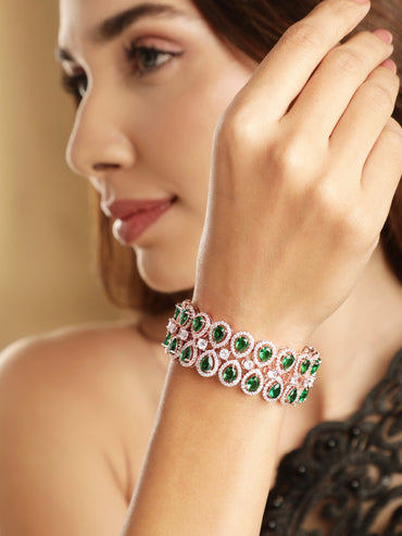 Rubans Brass Emerald Rose Gold-Plated Bangle-Style Bracelet Bracelet