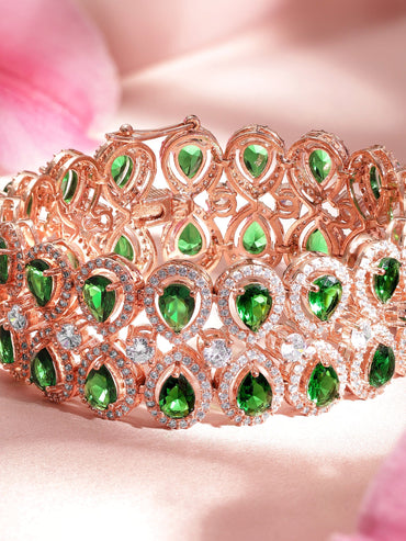 Rubans Brass Emerald Rose Gold-Plated Bangle-Style Bracelet Bracelet