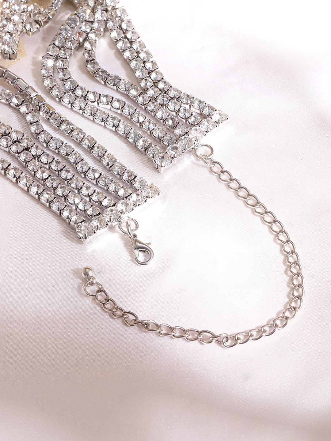 Rubans Brass Rhodium Plated American Diamond Studded Heart-Shaped Necklace Necklace and Chains