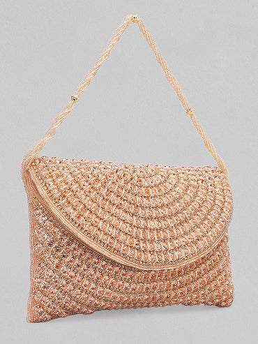 Rubans Brown Stoned Beadwork Hand Bag Handbag & Wallet Accessories
