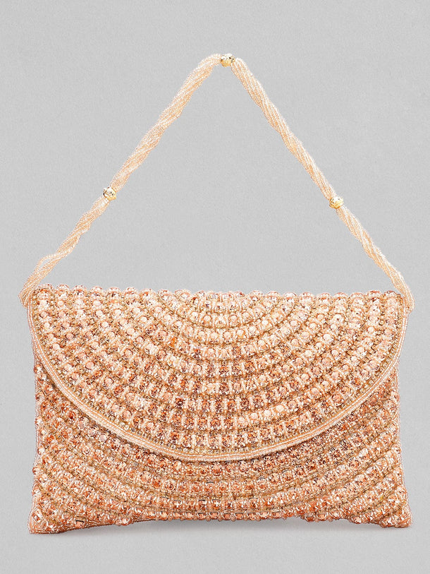 Rubans Brown Stoned Beadwork Hand Bag Handbag & Wallet Accessories