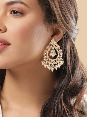 Rubans Chandelier Earrings with Small White Beads Earrings